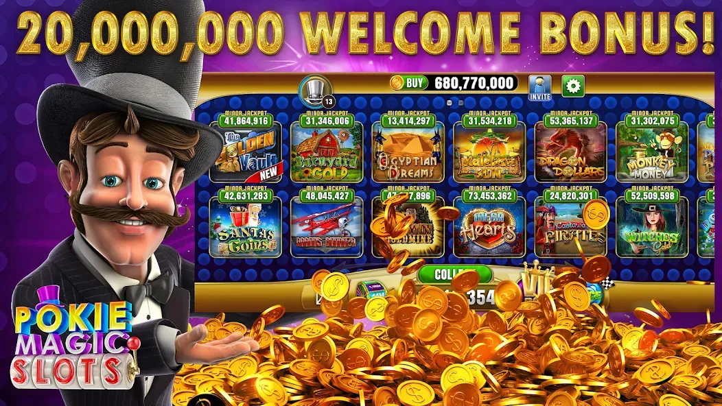 Скачать взломанную Pokie Magic Casino Slots (Поки Мэджик Казино Слоты)  [МОД Много денег] — стабильная версия apk на Андроид screen 1