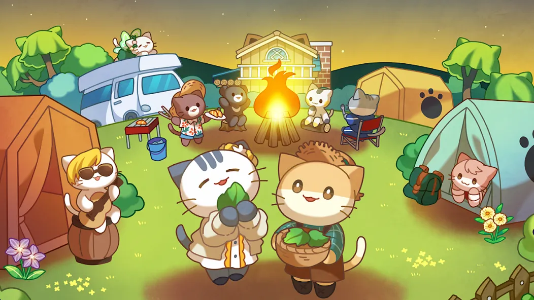 Скачать взломанную Cat Forest — Healing Camp  [МОД Много монет] — последняя версия apk на Андроид screen 1