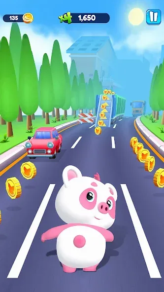 Скачать взломанную Piggy Panda Run: Fun Game  [МОД Unlimited Money] — стабильная версия apk на Андроид screen 1