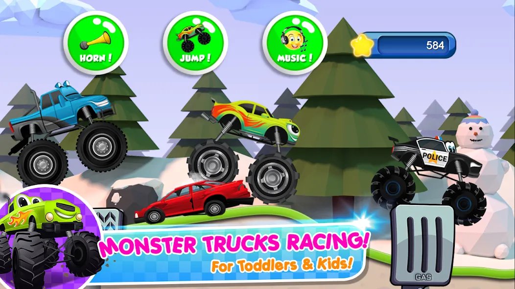 Взломанная Monster Trucks Game for Kids 2 (Монстр Тракс Игра для Детей 2)  [МОД Unlocked] — полная версия apk на Андроид screen 1