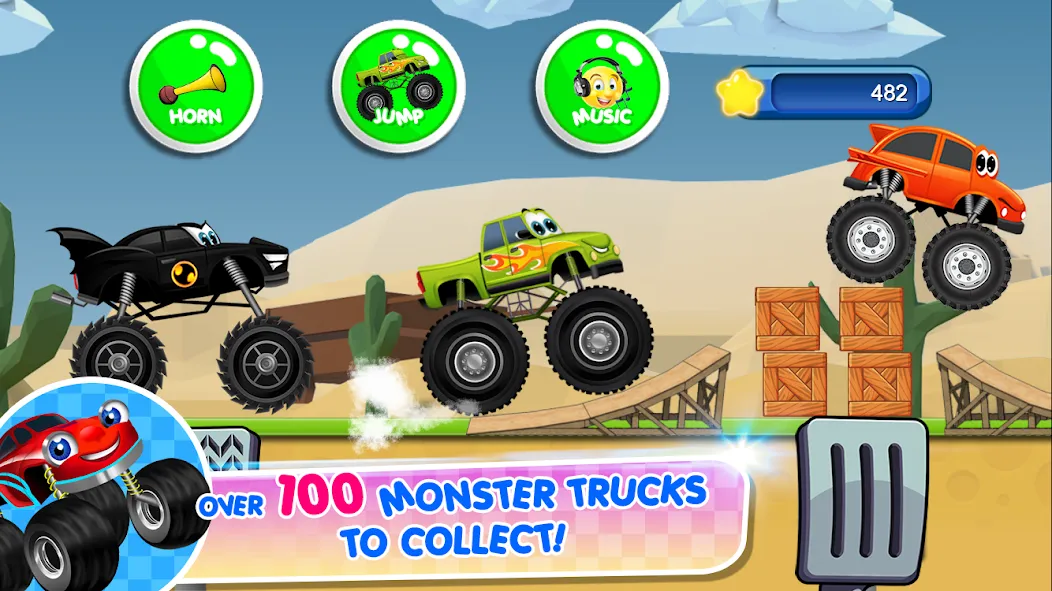 Взломанная Monster Trucks Game for Kids 2 (Монстр Тракс Игра для Детей 2)  [МОД Unlocked] — полная версия apk на Андроид screen 2