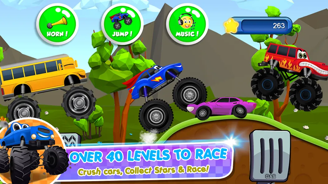 Взломанная Monster Trucks Game for Kids 2 (Монстр Тракс Игра для Детей 2)  [МОД Unlocked] — полная версия apk на Андроид screen 4