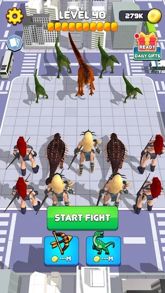 Взломанная Dinosaur Monster Fight Battle (Бамбам Монстр Против 100 Дверей)  [МОД Много монет] — последняя версия apk на Андроид screen 1