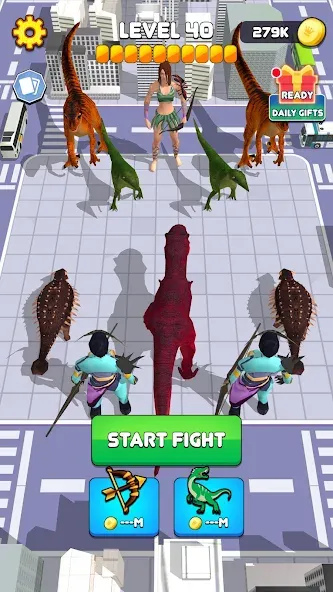 Взломанная Dinosaur Monster Fight Battle (Бамбам Монстр Против 100 Дверей)  [МОД Много монет] — последняя версия apk на Андроид screen 2