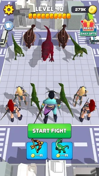 Взломанная Dinosaur Monster Fight Battle (Бамбам Монстр Против 100 Дверей)  [МОД Много монет] — последняя версия apk на Андроид screen 3