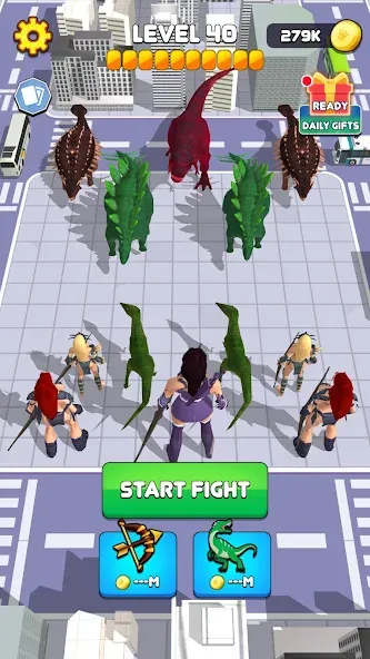 Взломанная Dinosaur Monster Fight Battle (Бамбам Монстр Против 100 Дверей)  [МОД Много монет] — последняя версия apk на Андроид screen 4