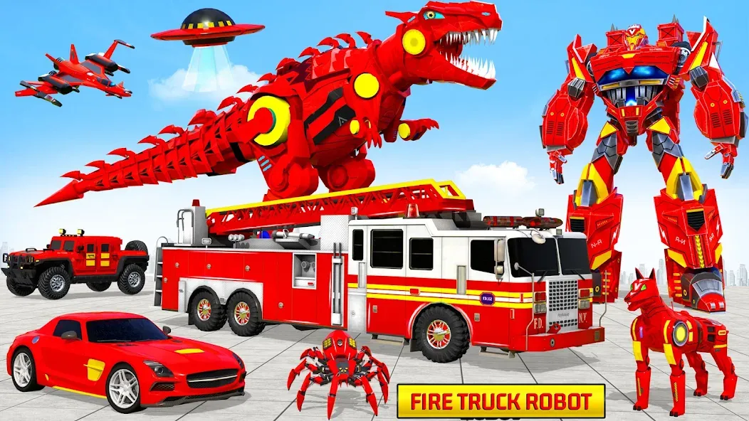 Взломанная Fire Truck Robot Car Game  [МОД Бесконечные деньги] — полная версия apk на Андроид screen 2