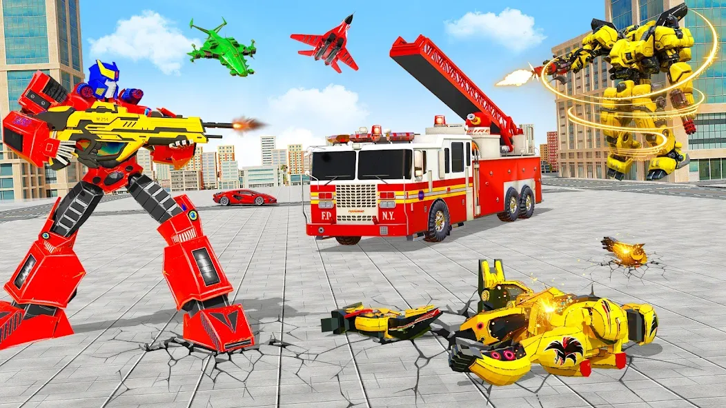 Взломанная Fire Truck Robot Car Game  [МОД Бесконечные деньги] — полная версия apk на Андроид screen 5