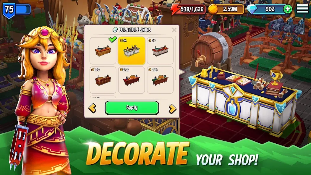 Взлом Shop Titans: RPG Idle Tycoon (Шоп Тайтанс)  [МОД Бесконечные деньги] — полная версия apk на Андроид screen 3