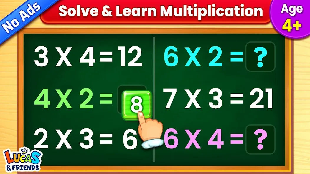 Взломанная Kids Multiplication Math Games  [МОД Mega Pack] — полная версия apk на Андроид screen 1