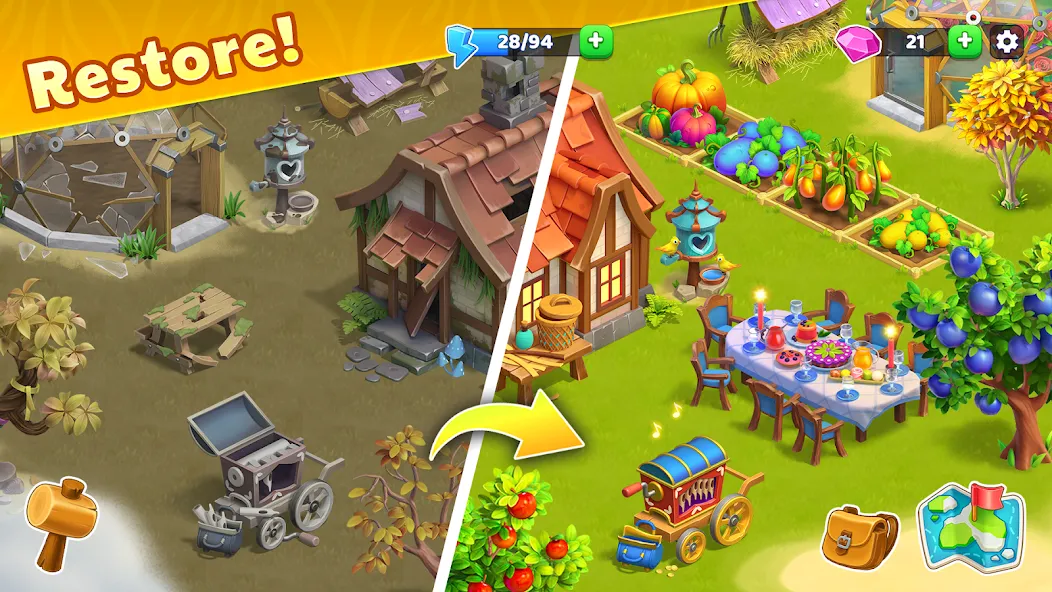 Скачать взломанную Bermuda Adventures Farm Island (Бермудские приключения)  [МОД Все открыто] — последняя версия apk на Андроид screen 3