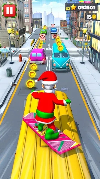 Взломанная Xmas Santa Surfer Running Game (Ксмас Санта Серфер Раннинг Гейм)  [МОД Unlimited Money] — полная версия apk на Андроид screen 1