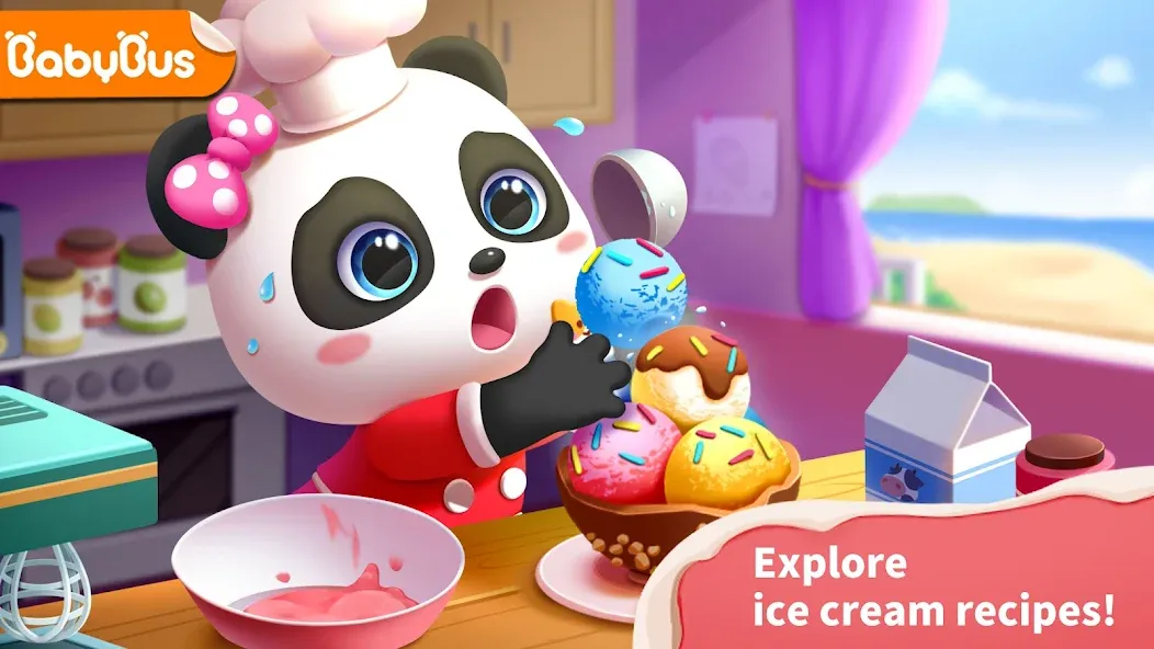 Взломанная Baby Panda’s Ice Cream Shop  [МОД Все открыто] — стабильная версия apk на Андроид screen 1