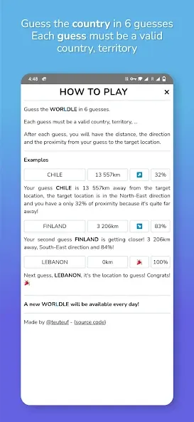 Взломанная Worldle — Guess the Country (Ворлдле)  [МОД Бесконечные монеты] — полная версия apk на Андроид screen 3