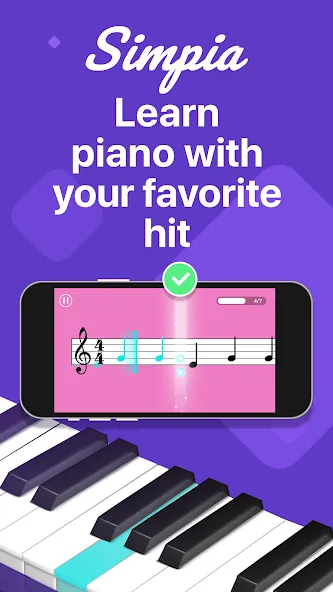 Скачать взломанную Simpia: Learn Piano Fast (Симпиа)  [МОД Unlocked] — последняя версия apk на Андроид screen 1