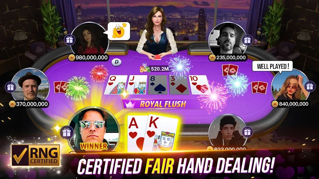 Взломанная Poker Fever — Win your Fame (Покер Клаш)  [МОД Много денег] — полная версия apk на Андроид screen 1