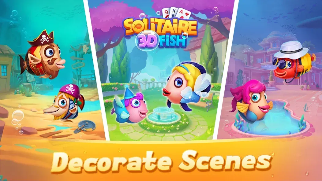 Скачать взломанную Solitaire 3D Fish  [МОД Unlimited Money] — полная версия apk на Андроид screen 2