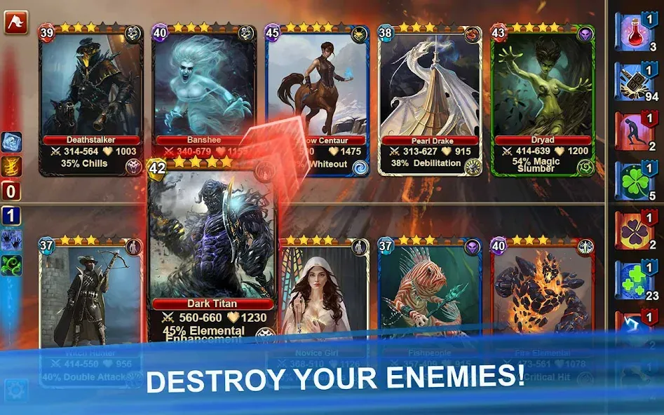 Взломанная Blood of Titans: Card Battle  [МОД Mega Pack] — полная версия apk на Андроид screen 1