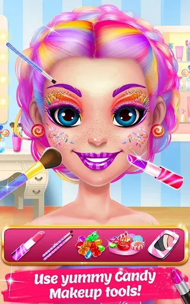 Взломанная Candy Makeup Beauty Game  [МОД Mega Pack] — полная версия apk на Андроид screen 2