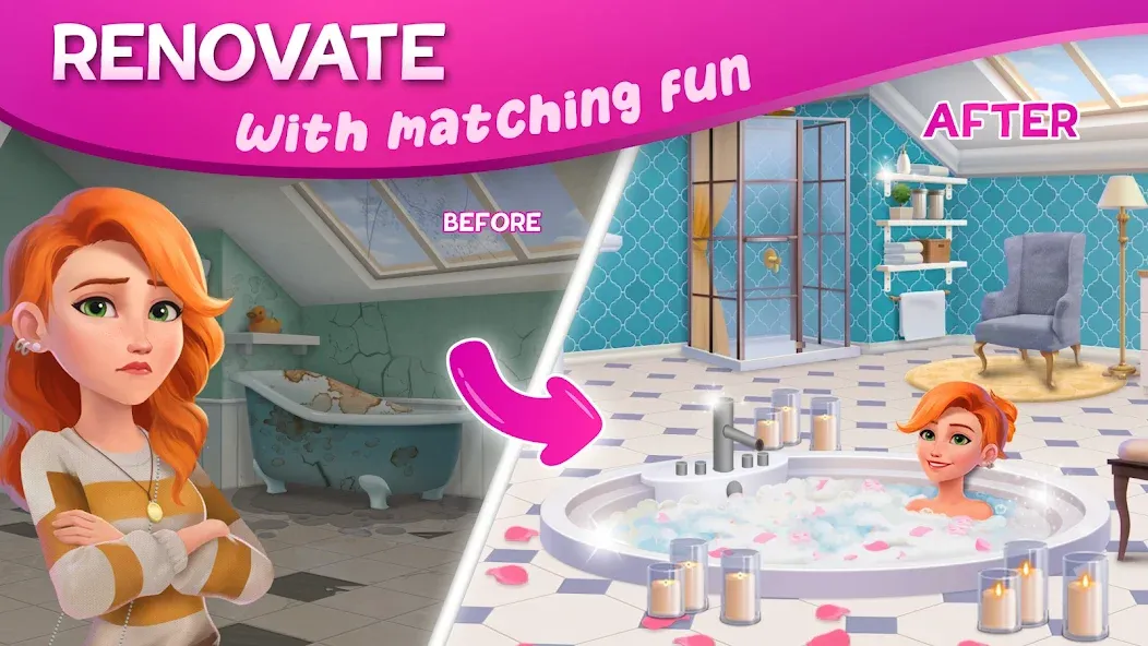 Скачать взлом DesignVille: Merge & Story  [МОД Много денег] — последняя версия apk на Андроид screen 2