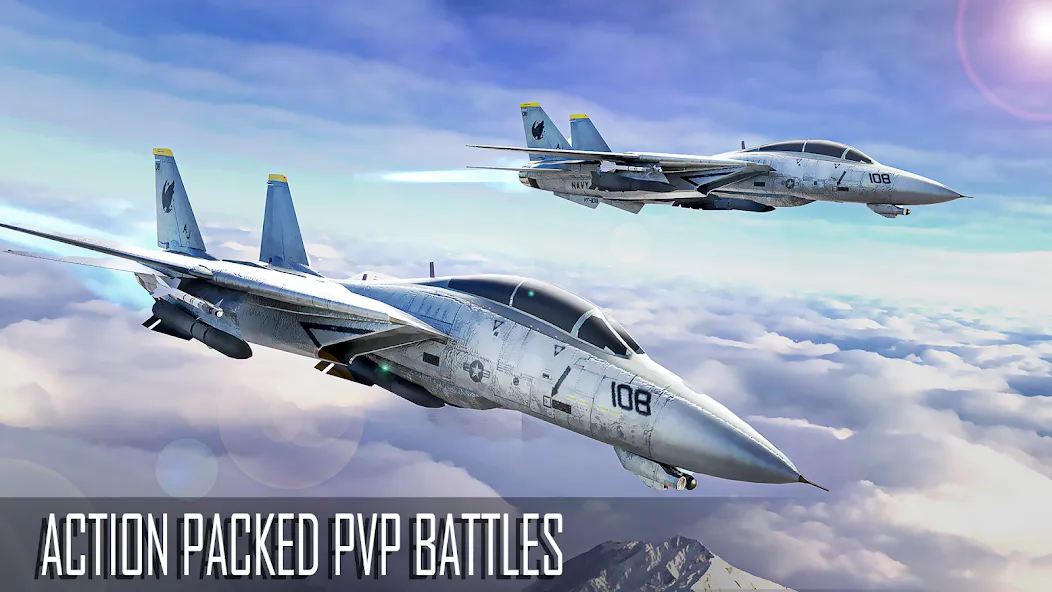 Скачать взломанную Jet Fighter: Sky Combat 3D (Джет Файтер)  [МОД Unlocked] — стабильная версия apk на Андроид screen 1