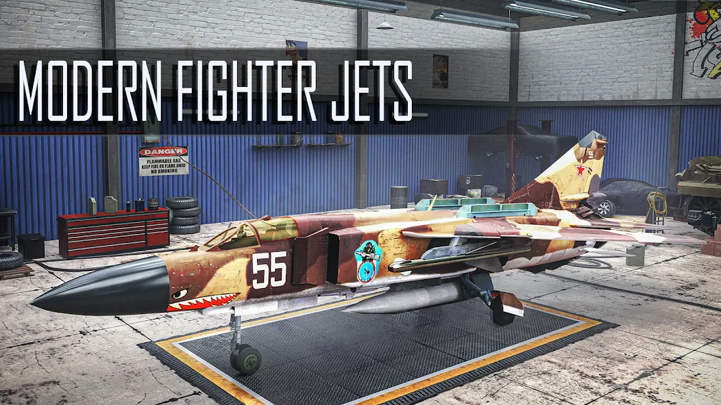 Скачать взломанную Jet Fighter: Sky Combat 3D (Джет Файтер)  [МОД Unlocked] — стабильная версия apk на Андроид screen 3