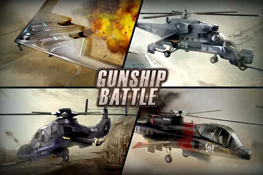 Скачать взломанную GUNSHIP BATTLE: Helicopter 3D  [МОД Все открыто] — стабильная версия apk на Андроид screen 1