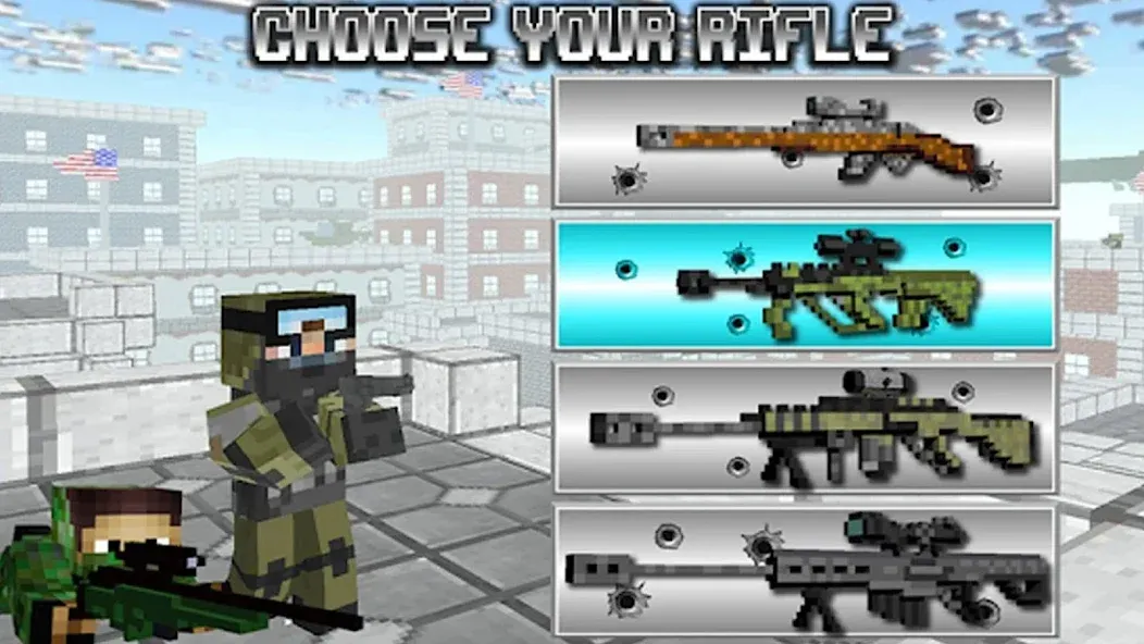 Взлом American Block Sniper Survival (Американский блок снайпер выживание)  [МОД Unlimited Money] — стабильная версия apk на Андроид screen 1