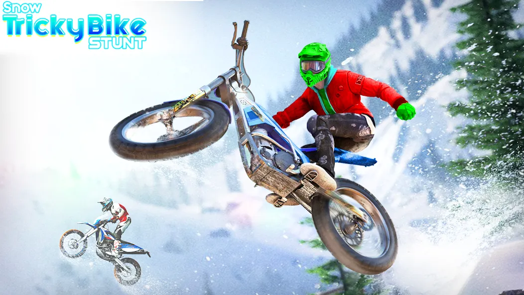 Взломанная Snow Tricky Bike Stunt Race 3D  [МОД Unlocked] — последняя версия apk на Андроид screen 1