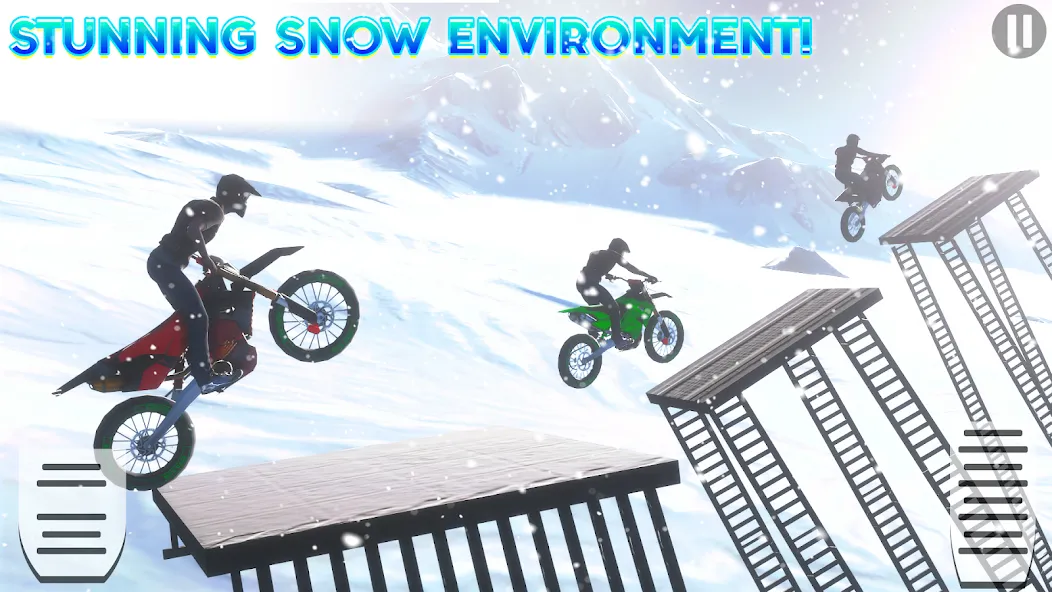 Взломанная Snow Tricky Bike Stunt Race 3D  [МОД Unlocked] — последняя версия apk на Андроид screen 2