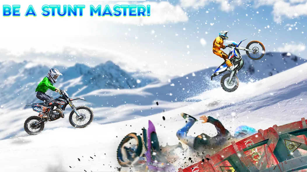 Взломанная Snow Tricky Bike Stunt Race 3D  [МОД Unlocked] — последняя версия apk на Андроид screen 3