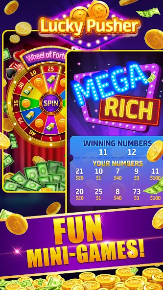 Скачать взлом Lucky Cash Pusher Coin Games (Лаки Кэш Пушер Коин Геймс)  [МОД Много монет] — стабильная версия apk на Андроид screen 4