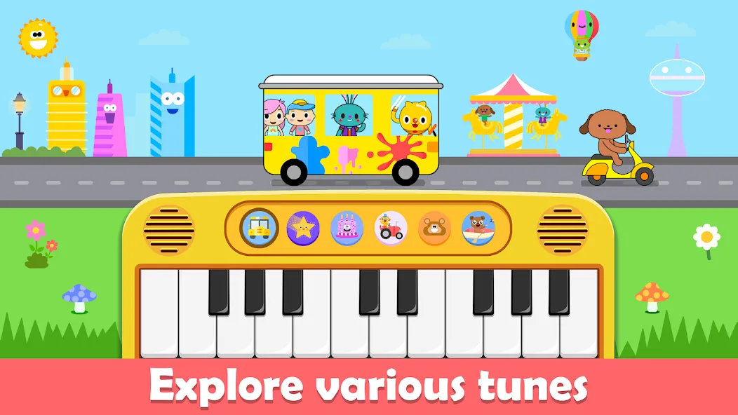 Скачать взломанную Baby Piano Kids Music Games  [МОД Много денег] — стабильная версия apk на Андроид screen 1