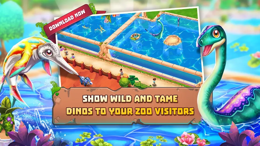 Взломанная Dinosaur Park – Primeval Zoo (Динозавровый парк)  [МОД Unlimited Money] — полная версия apk на Андроид screen 2