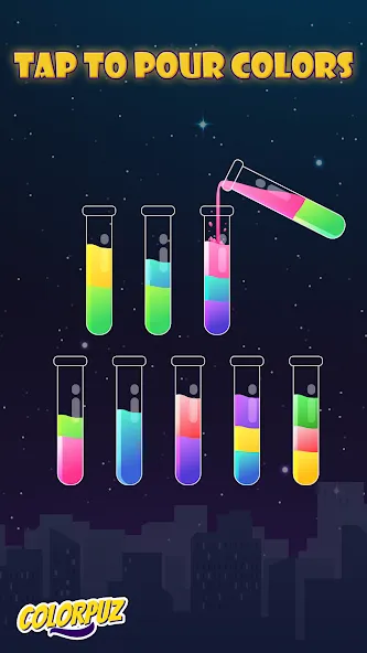 Скачать взлом Colorpuz — Water Sort Puzzle (Колорпаз)  [МОД Бесконечные деньги] — полная версия apk на Андроид screen 1