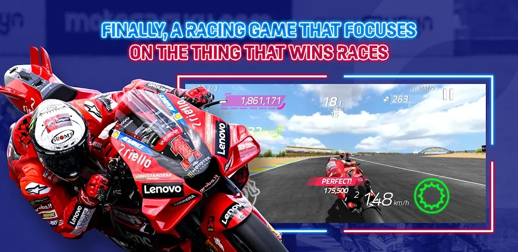 Скачать взломанную MotoGP Racing '23  [МОД Unlimited Money] — последняя версия apk на Андроид screen 1