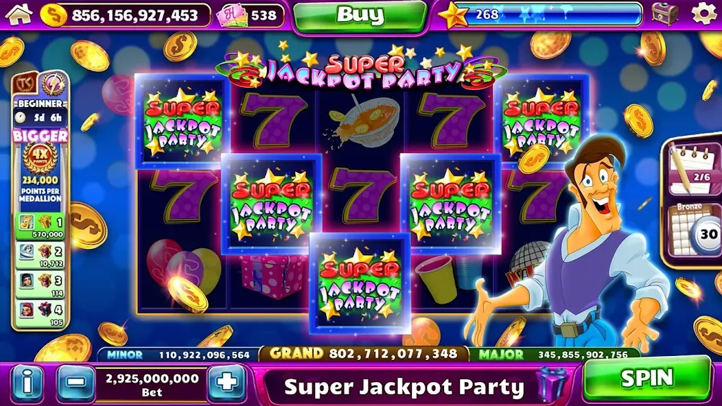 Скачать взлом Jackpot Party Casino Slots (Джекпот Пати)  [МОД Много денег] — последняя версия apk на Андроид screen 4