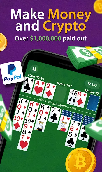 Скачать взломанную Solitaire — Make Money  [МОД Unlocked] — полная версия apk на Андроид screen 1