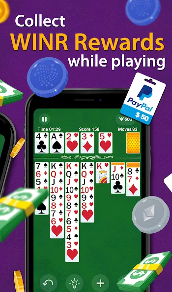 Скачать взломанную Solitaire — Make Money  [МОД Unlocked] — полная версия apk на Андроид screen 2