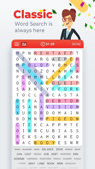 Взлом Word Search Colorful  [МОД Много денег] — последняя версия apk на Андроид screen 1