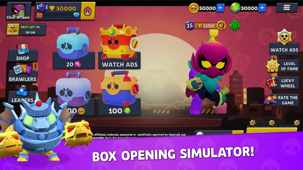 Взломанная Brawl Box Stars Simulator  [МОД Много монет] — стабильная версия apk на Андроид screen 1