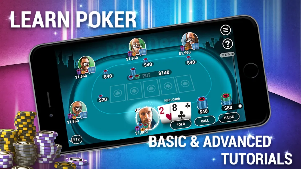 Скачать взломанную Learn How To Play Texas Poker  [МОД Много денег] — полная версия apk на Андроид screen 1