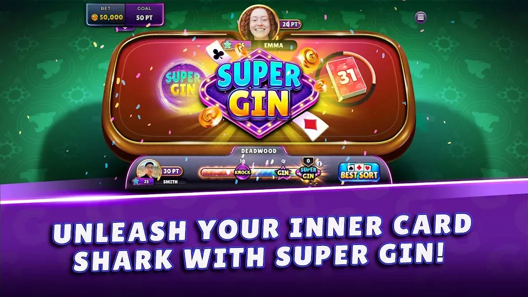 Скачать взлом Gin Rummy Super — Card Game (Джин Рамми Супер)  [МОД Menu] — последняя версия apk на Андроид screen 1