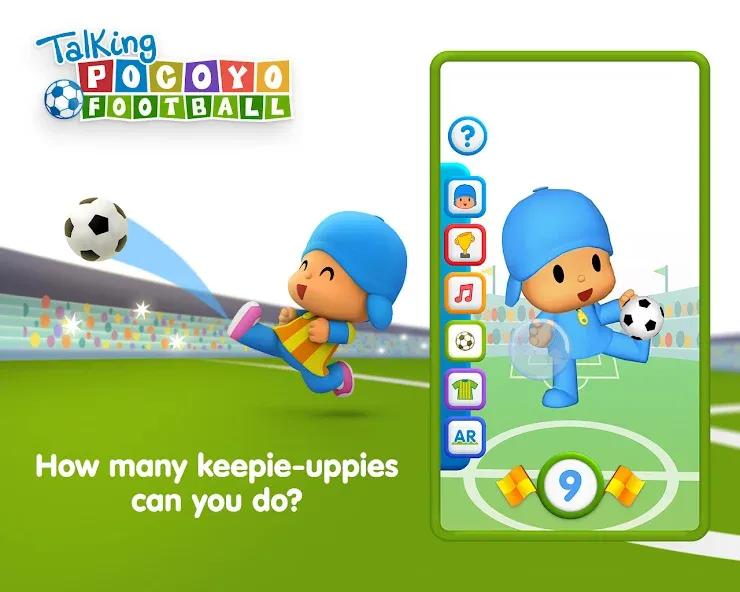 Скачать взлом Talking Pocoyo Football  [МОД Много монет] — полная версия apk на Андроид screen 1