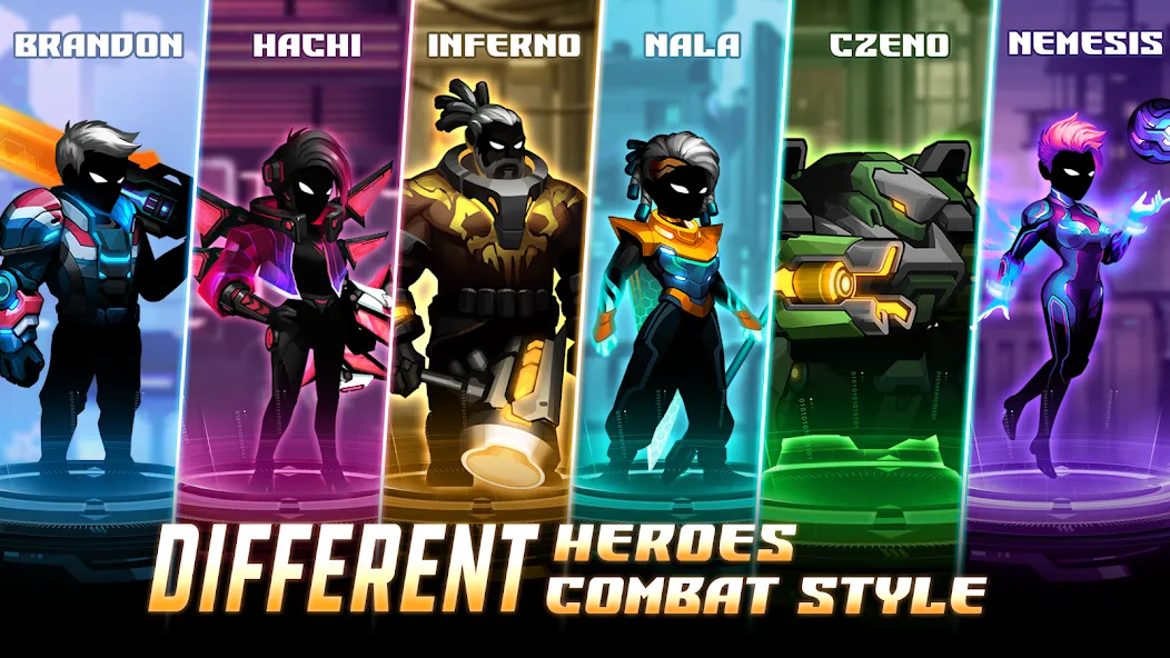 Скачать взломанную Cyber Fighters: Offline Game (Сайбер Стикмен)  [МОД Menu] — полная версия apk на Андроид screen 2