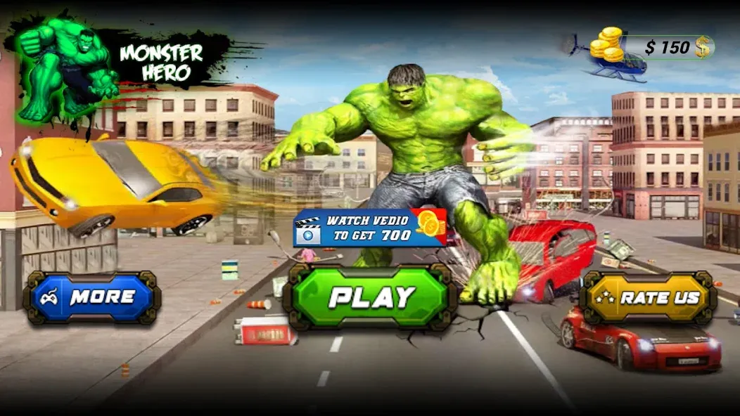 Скачать взлом Monster Superhero: Green Fight  [МОД Много монет] — полная версия apk на Андроид screen 1