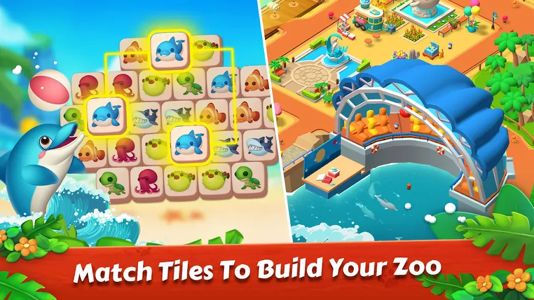 Скачать взломанную Zoo Tile — Match Puzzle Game (Зу Тайл)  [МОД Меню] — полная версия apk на Андроид screen 2