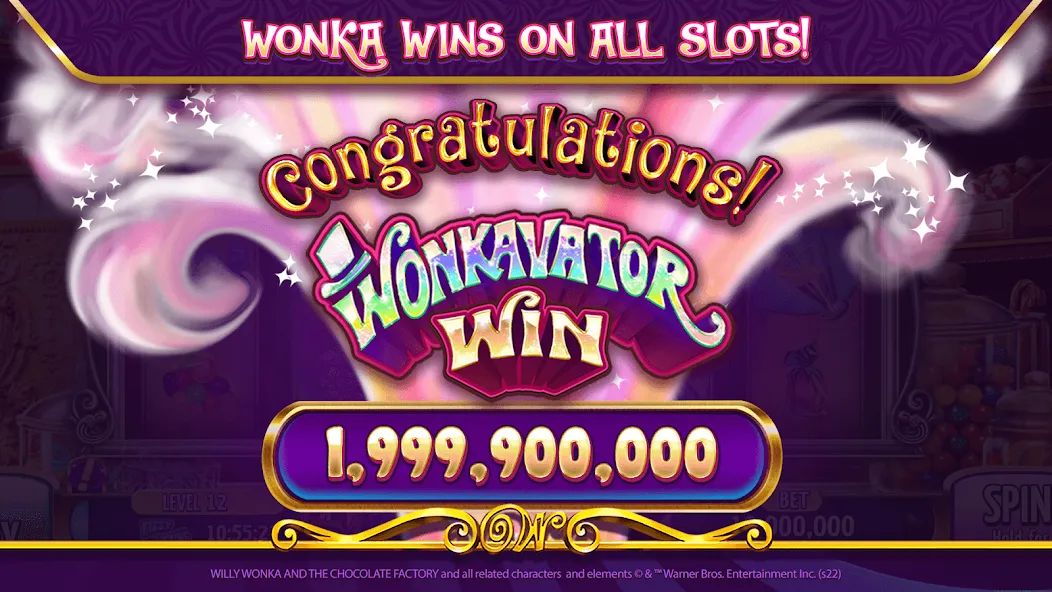 Скачать взломанную Willy Wonka Vegas Casino Slots (Вилли Вонка Вегас Казино Слоты)  [МОД Unlimited Money] — последняя версия apk на Андроид screen 1