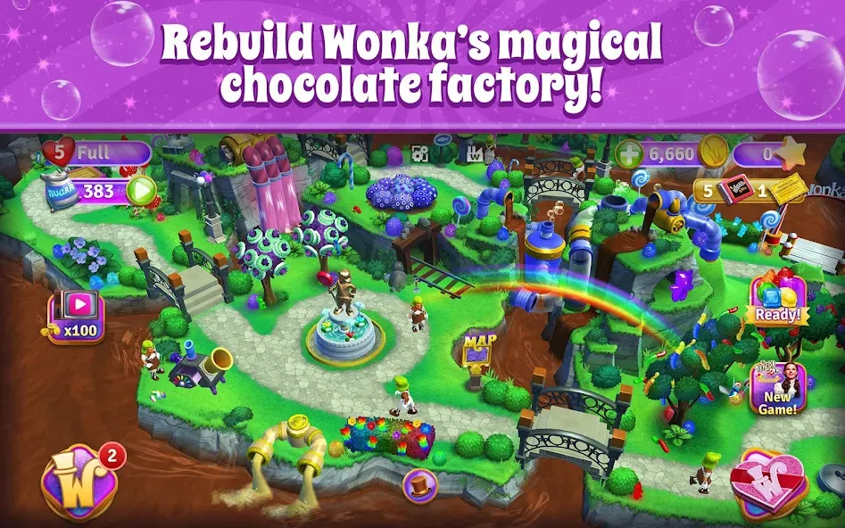 Взлом Wonka's World of Candy Match 3  [МОД Много монет] — полная версия apk на Андроид screen 1