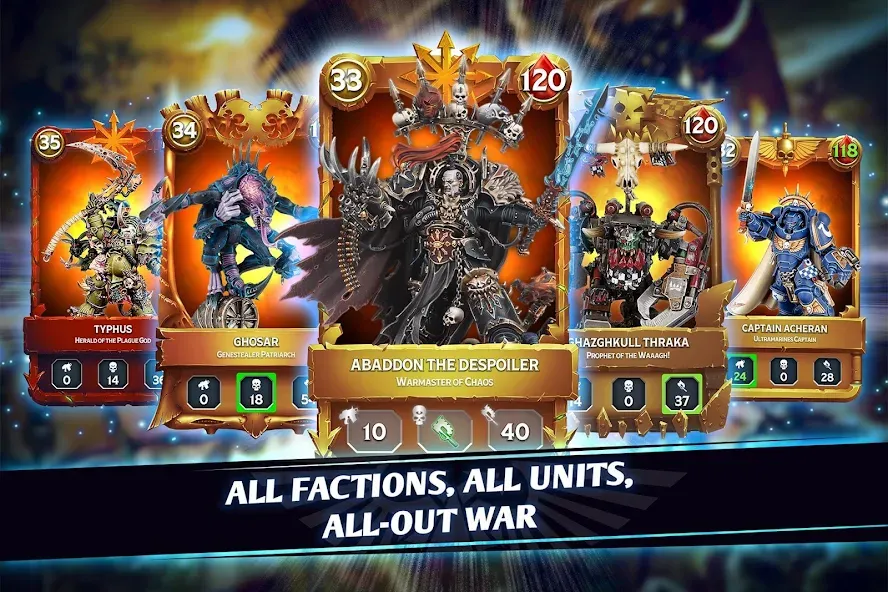 Скачать взлом Warhammer Combat Cards — 40K (Вархаммер Комбат Кардс)  [МОД Меню] — полная версия apk на Андроид screen 1